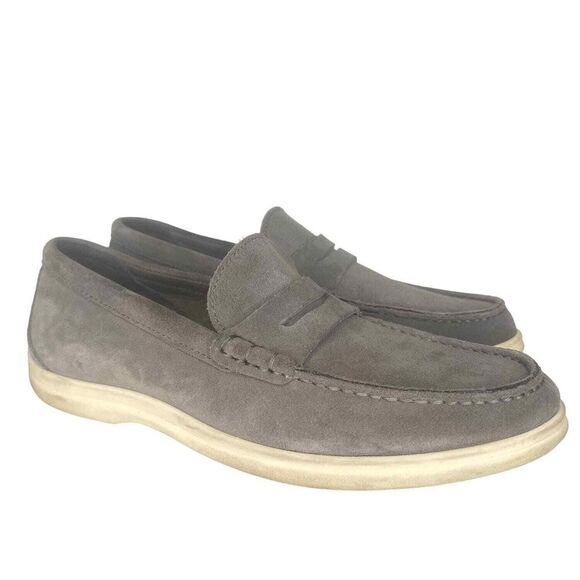 Johnston & Murphy Men\'s Penny Loafers 8.5 Boat Shoes Slip On Casual Suede Grey main image 6